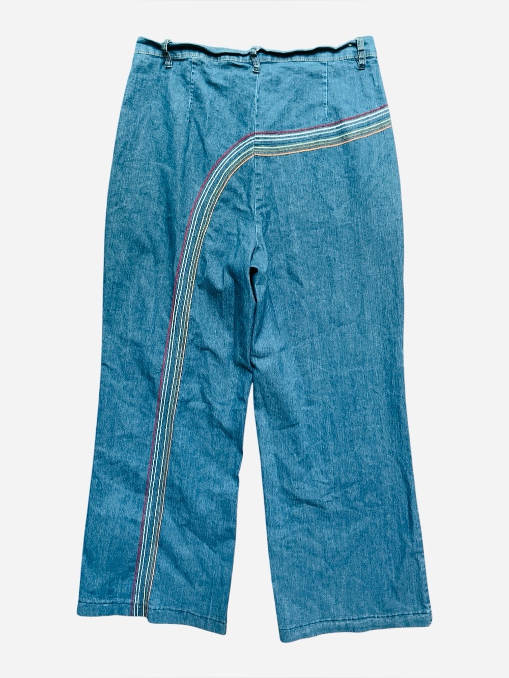 ModCloth Rainbow Pride Denim Jeans Size 20W Wide Leg Lightweight Retro Boho - Picture 4 of 6
